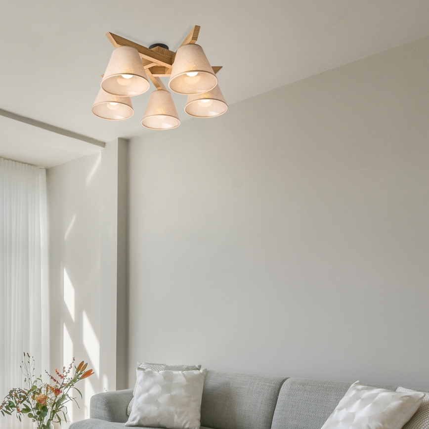 Brilagi - LED  Kiinteä kattokruunu ANTHONY 5xE14/40W/230V tammi/beige