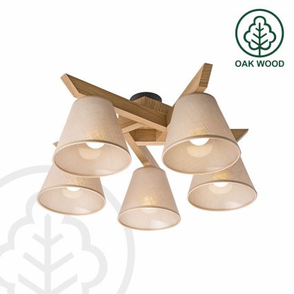 Brilagi - LED  Kiinteä kattokruunu ANTHONY 5xE14/40W/230V tammi/beige