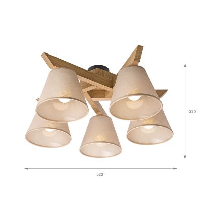 Brilagi - LED  Kiinteä kattokruunu ANTHONY 5xE14/40W/230V tammi/beige