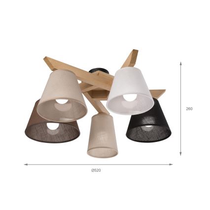 Brilagi - LED  Kiinteä kattokruunu ANTHONY 5xE14/40W/230V tammi