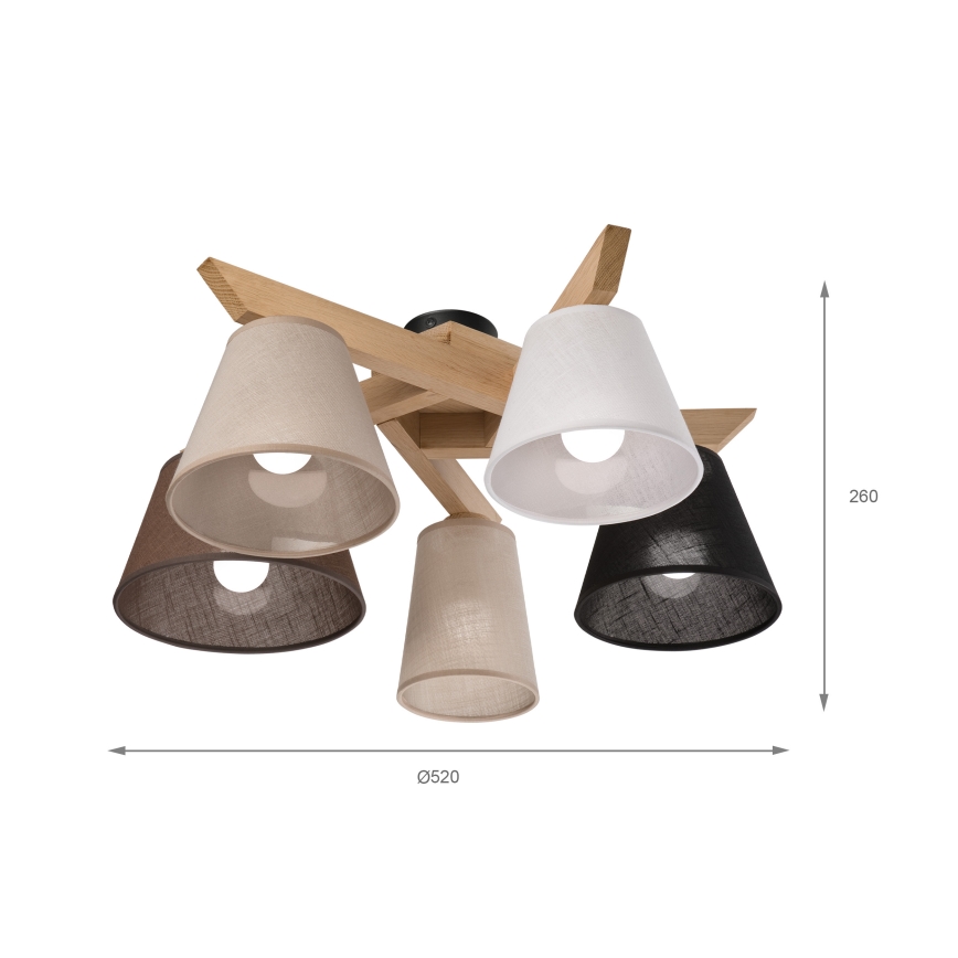 Brilagi - LED  Kiinteä kattokruunu ANTHONY 5xE14/40W/230V tammi