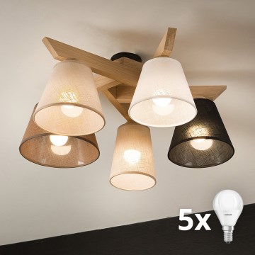 Brilagi - LED  Kiinteä kattokruunu ANTHONY 5xE14/40W/230V tammi