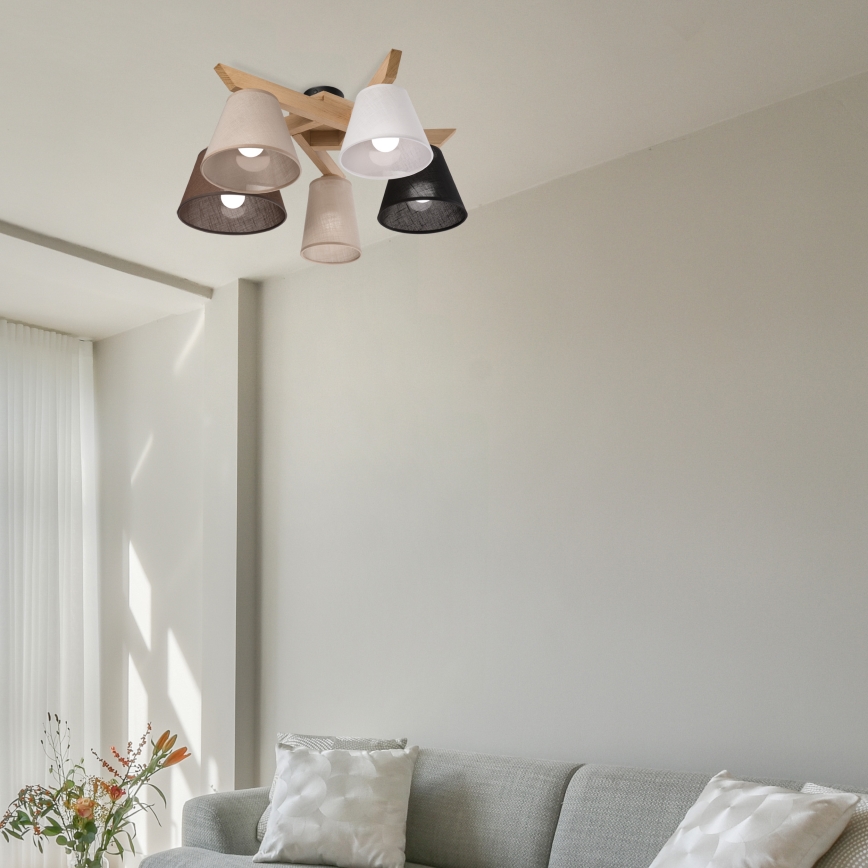 Brilagi - LED  Kiinteä kattokruunu ANTHONY 5xE14/40W/230V tammi