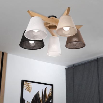 Brilagi - LED  Kiinteä kattokruunu ANTHONY 5xE14/40W/230V tammi