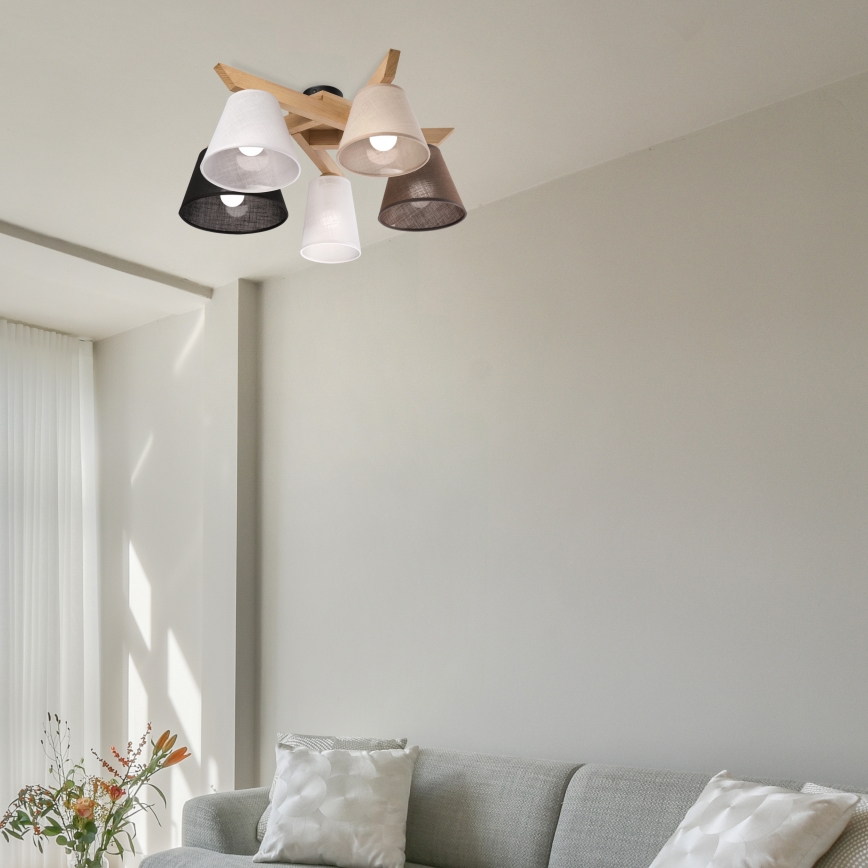 Brilagi - LED  Kiinteä kattokruunu ANTHONY 5xE14/40W/230V tammi