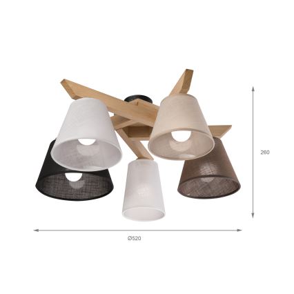 Brilagi - LED  Kiinteä kattokruunu ANTHONY 5xE14/40W/230V tammi