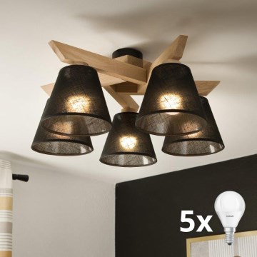 Brilagi - LED  Kiinteä kattokruunu ANTHONY 5xE14/40W/230V tammi/musta