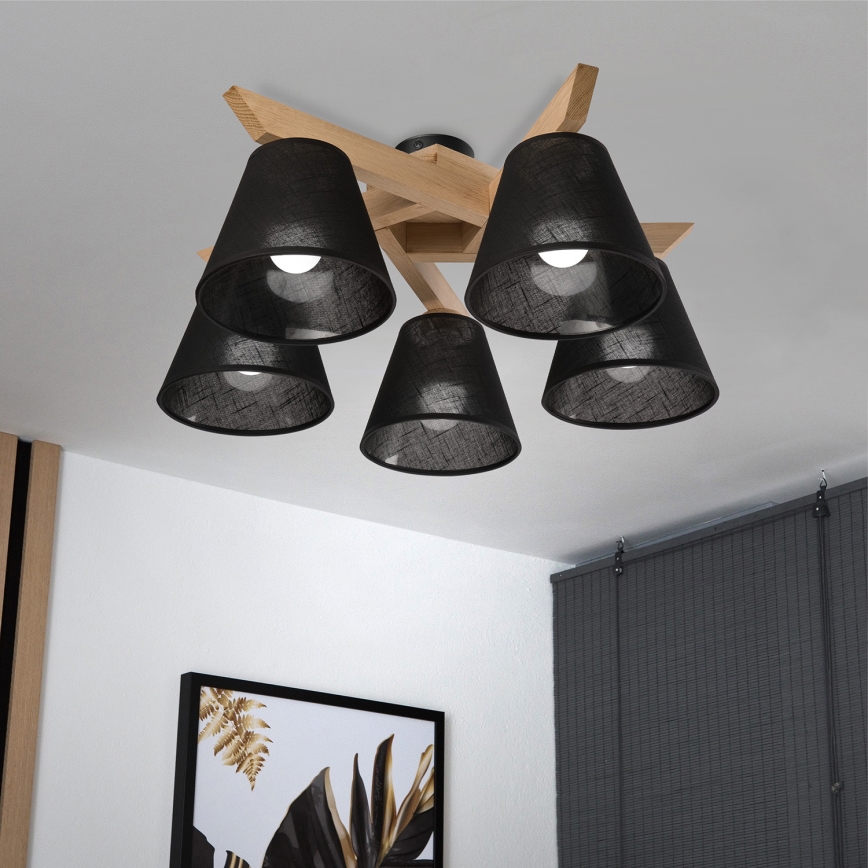 Brilagi - LED  Kiinteä kattokruunu ANTHONY 5xE14/40W/230V tammi/musta