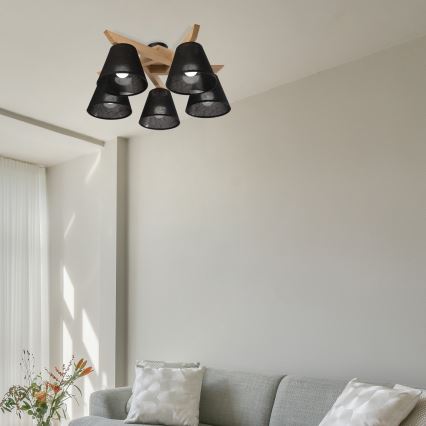 Brilagi - LED  Kiinteä kattokruunu ANTHONY 5xE14/40W/230V tammi/musta