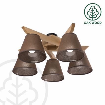 Brilagi - LED  Kiinteä kattokruunu ANTHONY 5xE14/40W/230V tammi/ruskea