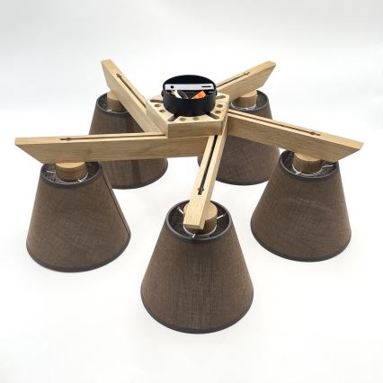 Brilagi - LED  Kiinteä kattokruunu ANTHONY 5xE14/40W/230V tammi/ruskea