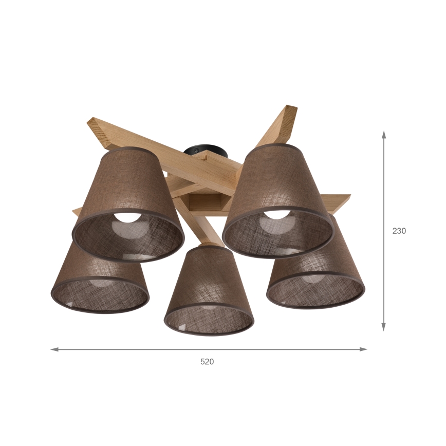 Brilagi - LED  Kiinteä kattokruunu ANTHONY 5xE14/40W/230V tammi/ruskea