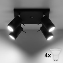 Brilagi -  LED-kohdevalaisin ASMUS 4xGU10/7W/230V musta