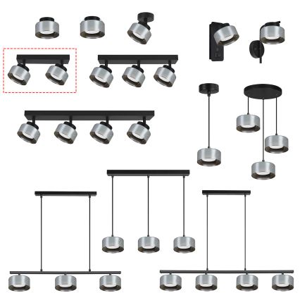 Brilagi - LED Kohdevalaisin AURA LUX 2xGX53/30W/230V musta/savunharmaa