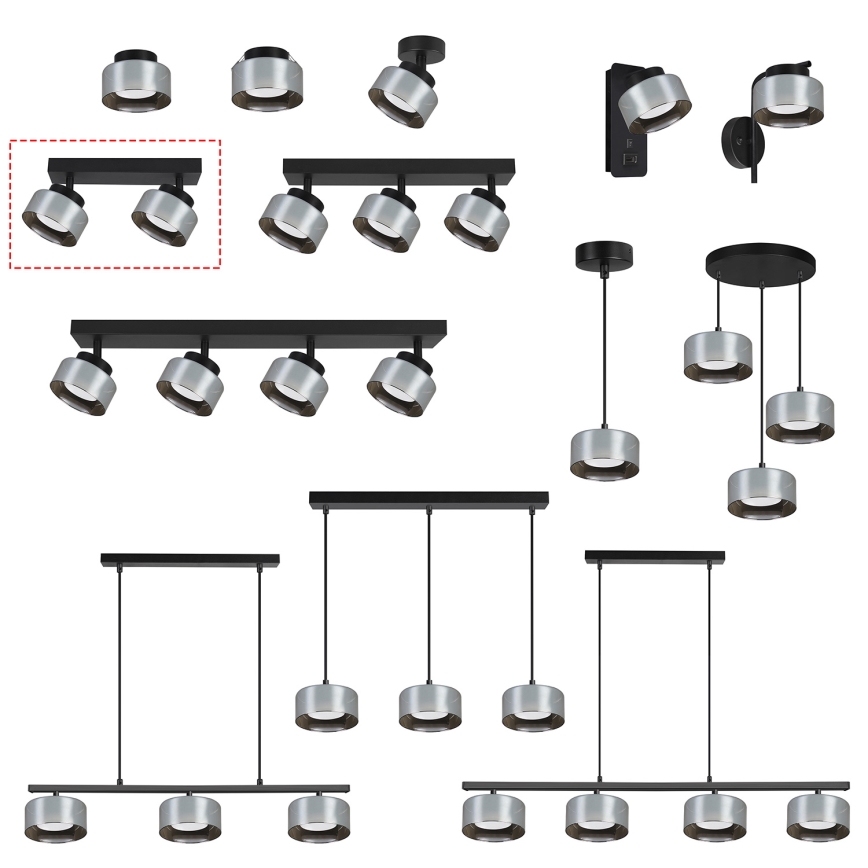 Brilagi - LED Kohdevalaisin AURA LUX 2xGX53/30W/230V musta/savunharmaa