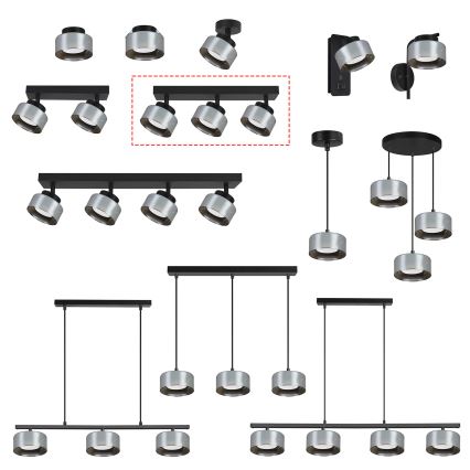 Brilagi - LED Kohdevalaisin AURA LUX 3xGX53/30W/230V musta/savunvärinen