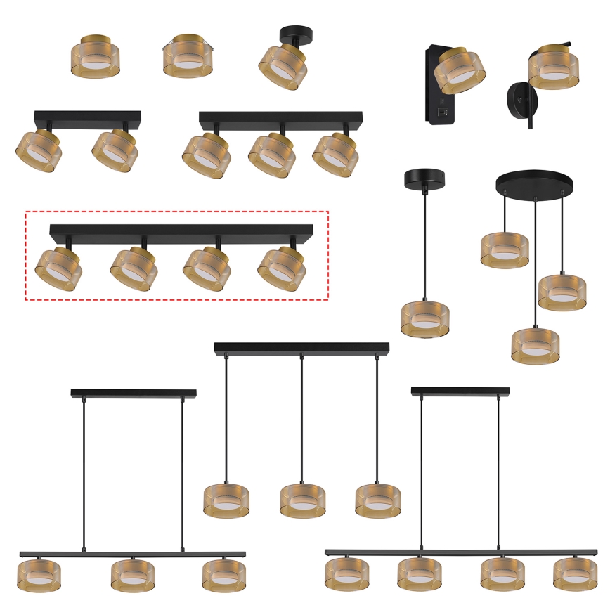 Brilagi - LED Kohdevalaisin AURA LUX 4xGX53/30W/230V musta/kulta