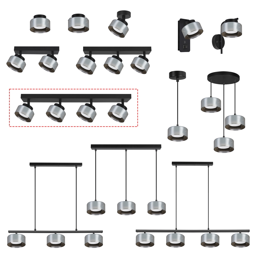 Brilagi - LED Kohdevalaisin AURA LUX 4xGX53/30W/230V musta/savunvärinen