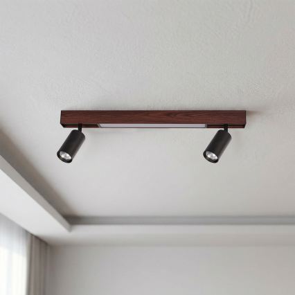 BRILAGI - LED-kohdevalaisin SELE 2xGU10/30W/230V + LED/15W musta/kirsikkakuosi