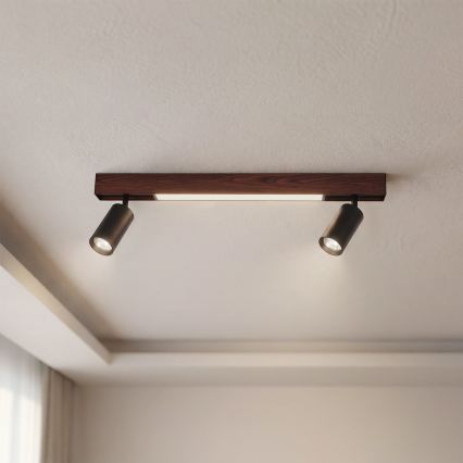 BRILAGI - LED-kohdevalaisin SELE 2xGU10/30W/230V + LED/15W musta/kirsikkakuosi