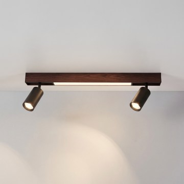 BRILAGI - LED-kohdevalaisin SELE 2xGU10/30W/230V + LED/15W musta/tammi-kuvio