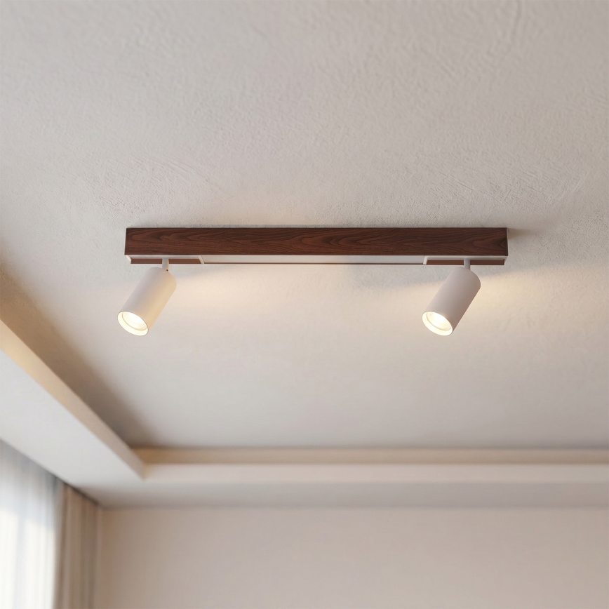 BRILAGI - LED kohdevalaisin SELE 2xGU10/30W/230V + LED/15W valkoinen/tammi-dekori
