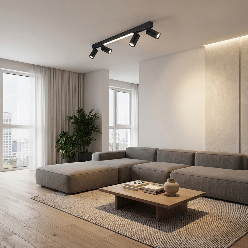 Brilagi - LED-kohdevalaisin SELE 4xGU10/30W/230V + LED/20W musta