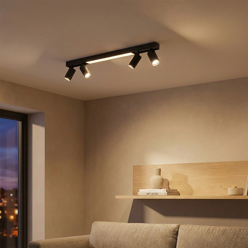 Brilagi - LED-kohdevalaisin SELE 4xGU10/30W/230V + LED/25W musta