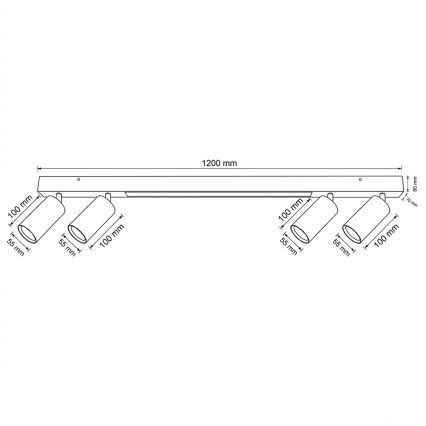 BRILAGI - LED-kohdevalaisin SELE 4xGU10/30W/230V + LED/25W musta/kirsikkakuosi