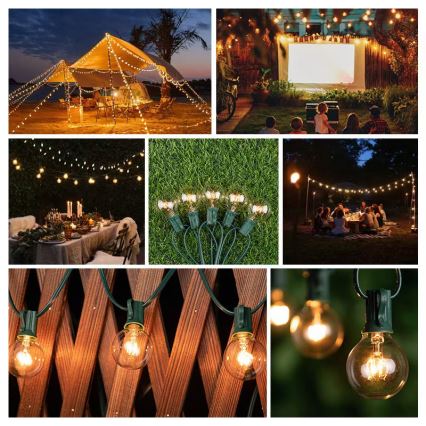 Brilagi - LED koristeketju ulkokäyttöön SEPPELE 25xE12 20m vihreä IP44 lämpimänvalkoinen