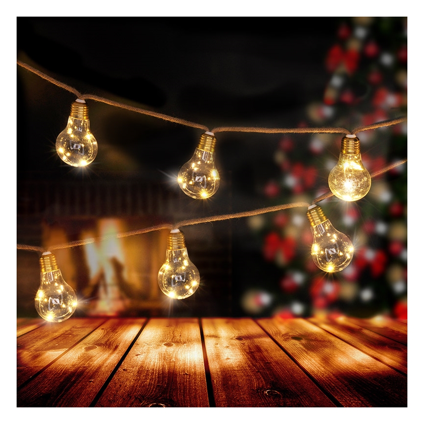 Brilagi - LED-koristevaloketju 10xLED/3xAA 1,8m lämmin valkoinen