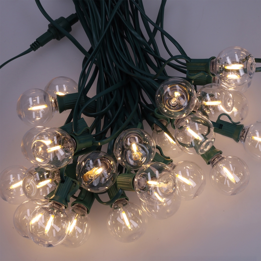 Brilagi - LED ulkokäyttöön tarkoitettu koristevalosarja GIRLANDA 25xE12/0,8W/230V 20m vihreä IP44 lämmin valkoinen
