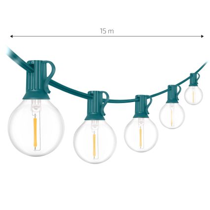Brilagi - LED ulkokäyttöön tarkoitettu koristevalosarja GIRLANDA 25xE12/0,8W/230V 20m vihreä IP44 lämmin valkoinen