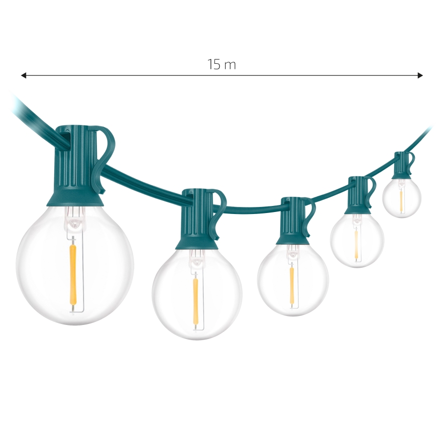 Brilagi - LED ulkokäyttöön tarkoitettu koristevalosarja GIRLANDA 25xE12/0,8W/230V 20m vihreä IP44 lämmin valkoinen