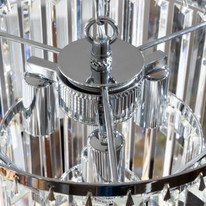 Brilagi - LED Kristalli-ketjukattokruunu MOZART 4xE14/40W/230V kiiltävä kromi