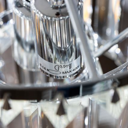 Brilagi - LED Kristalli-ketjukattokruunu MOZART 4xE14/40W/230V kiiltävä kromi