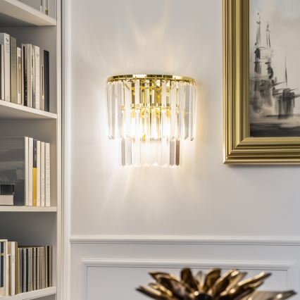 Brilagi - LED Kristalliseinävalaisin MOZART 2xE14/40W/230V kulta