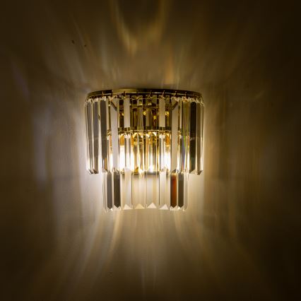 Brilagi - LED Kristalliseinävalaisin MOZART 2xE14/40W/230V kulta