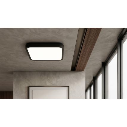 BRILAGI - LED-kylpyhuoneen kattovalaisin anturilla ZENNA LED/24W/230V 34,5x34,5 cm IP44 musta + kaukosäädin