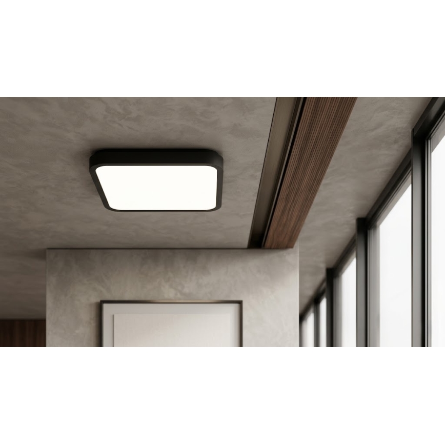BRILAGI - LED-kylpyhuoneen kattovalaisin anturilla ZENNA LED/24W/230V 34,5x34,5 cm IP44 musta + kaukosäädin