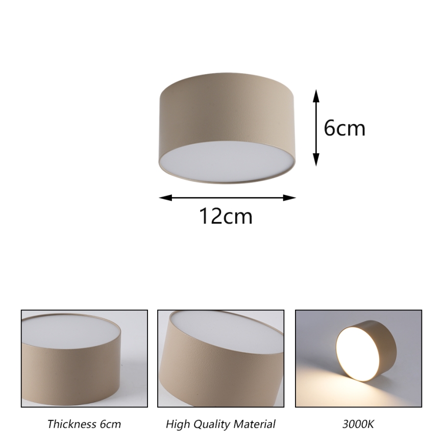 Brilagi - FORIS LED/14W/230V kylpyhuoneen kattovalaisin, halkaisija 12 cm, beige, IP44