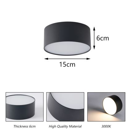 Brilagi - LED-kylpyhuoneen kattovalaisin FORIS LED/20W/230V Ø 15 cm musta IP44