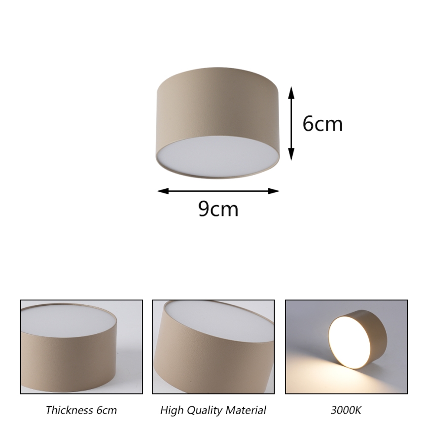 Brilagi - FORIS LED-kattovalaisin kylpyhuoneeseen, 9W/230V, Ø 9 cm, beige, IP44, CRI 90