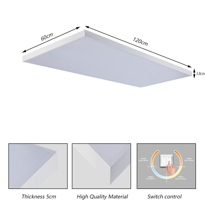 Brilagi - LED-kylpyhuoneen kattovalaisin FRAME LED/96W/230V 120x60 cm 3000/4000/6000K IP44 valkoinen