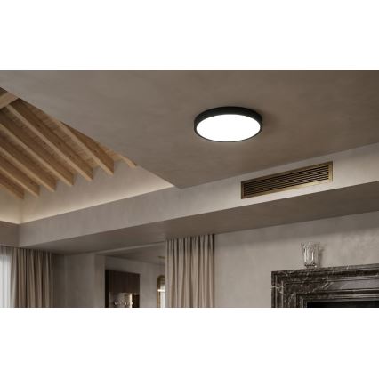 BRILAGI - LED-kylpyhuoneen kattovalaisin anturilla ZENNA LED/18W/230V halkaisija 29,5 cm IP44 musta + kaukosäädin