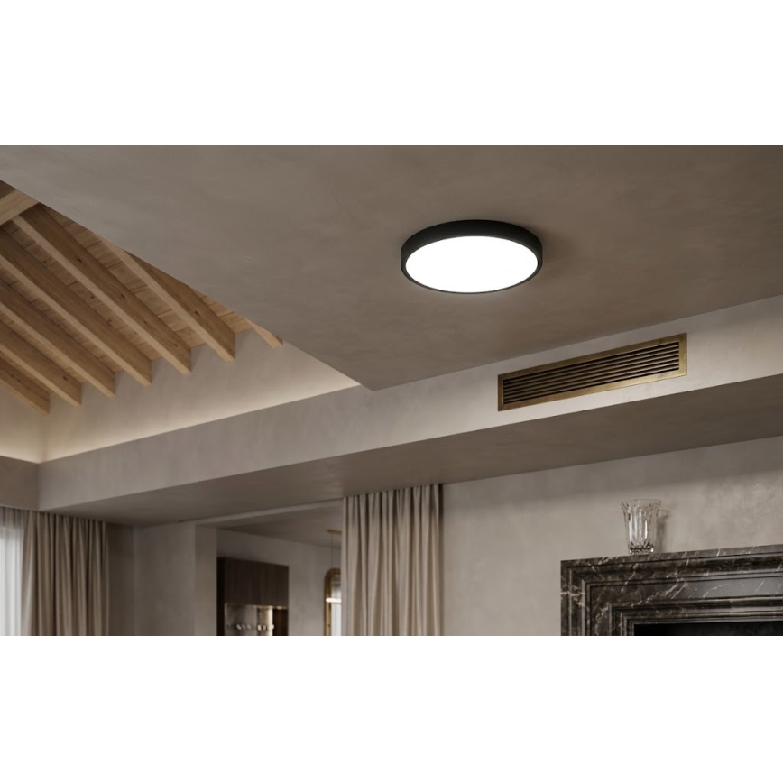 BRILAGI - LED-kylpyhuoneen kattovalaisin anturilla ZENNA LED/18W/230V halkaisija 29,5 cm IP44 musta + kaukosäädin