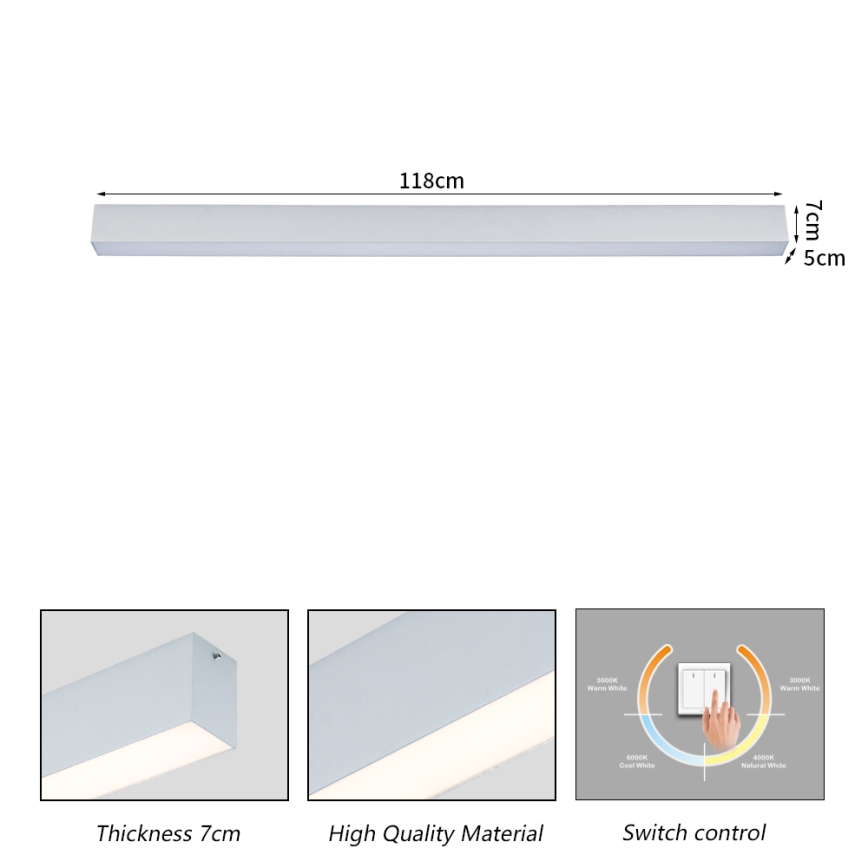 Brilagi - LED-kylpyhuoneen kattovalaisin SLEEKLINE LED/40W/230V 3000/4500/6000K hopeanvärinen IP44
