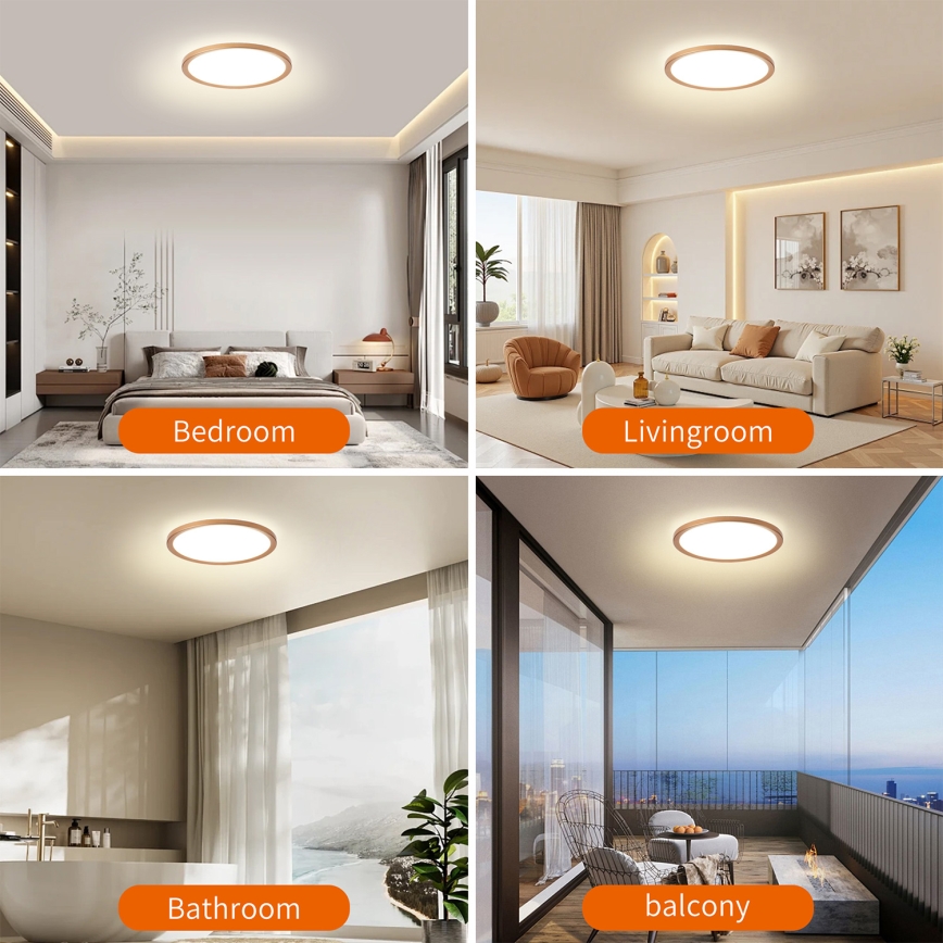 Brilagi - LED-kylpyhuoneen kattovalaisin ULTRA SLIM LED/18W/230V Ø 30 cm ruusukulta IP54