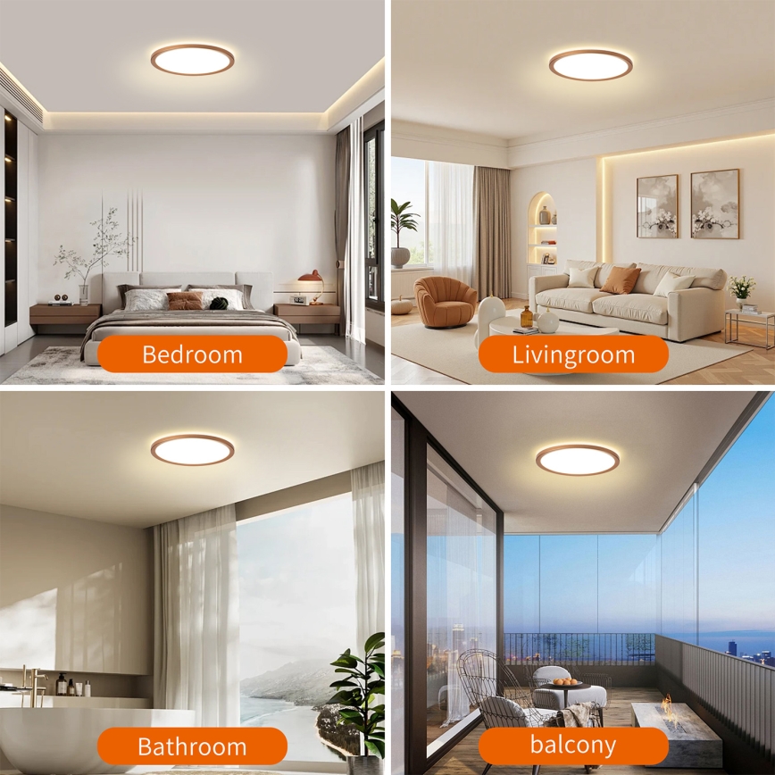 Brilagi - Erittäin ohut kylpyhuoneen kattovalaisin LED/12W/230V Ø22,5 cm ruusukulta IP54