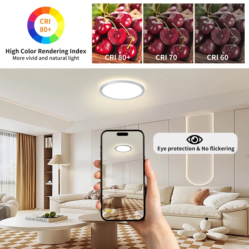 Brilagi - LED-kylpyhuoneen kattavalaisin ULTRA SLIM LED/12W/230V halkaisija 22,5 cm hopea IP54